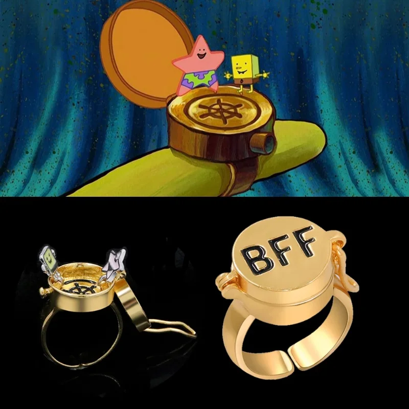 

SpongeBob Ring Best Friend Forever Patrick Star Best Friend BFF Ring Anime Opening Adjustable Finger Jewelry Birthday Gift