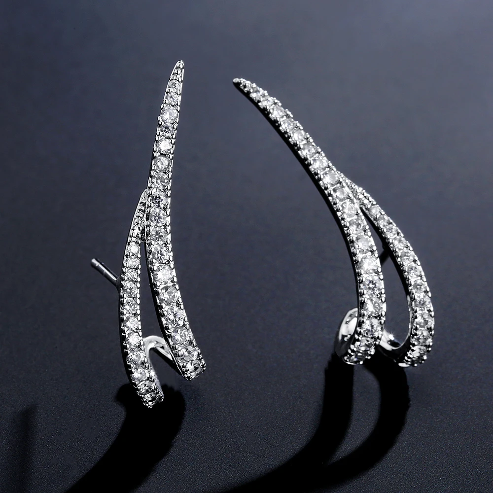 ZAKOL Korean Fashion Irregular Micro Inlay Cubic Zirconia Cute Stud Earrings Silver Color Jewelry for Women EP2827 | Украшения и