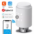 Привод радиатора Tuya Smart ZigBee, комнатный программируемый термостатический клапан радиатора TRV с контроллером температуры и Alexa google