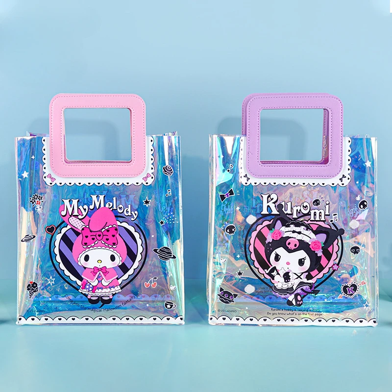 

Sanrio Kawaii аниме Kuromi My Melody подарочные пакеты, симпатичная мультяшная Сумка-тоут из ПВХ, вместительные прозрачные подарочные пакеты для девочек, оптовая продажа