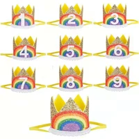 fangleland childrens birthday rainbow crown digital hat princess hair accessories festival party performance props birthday hat