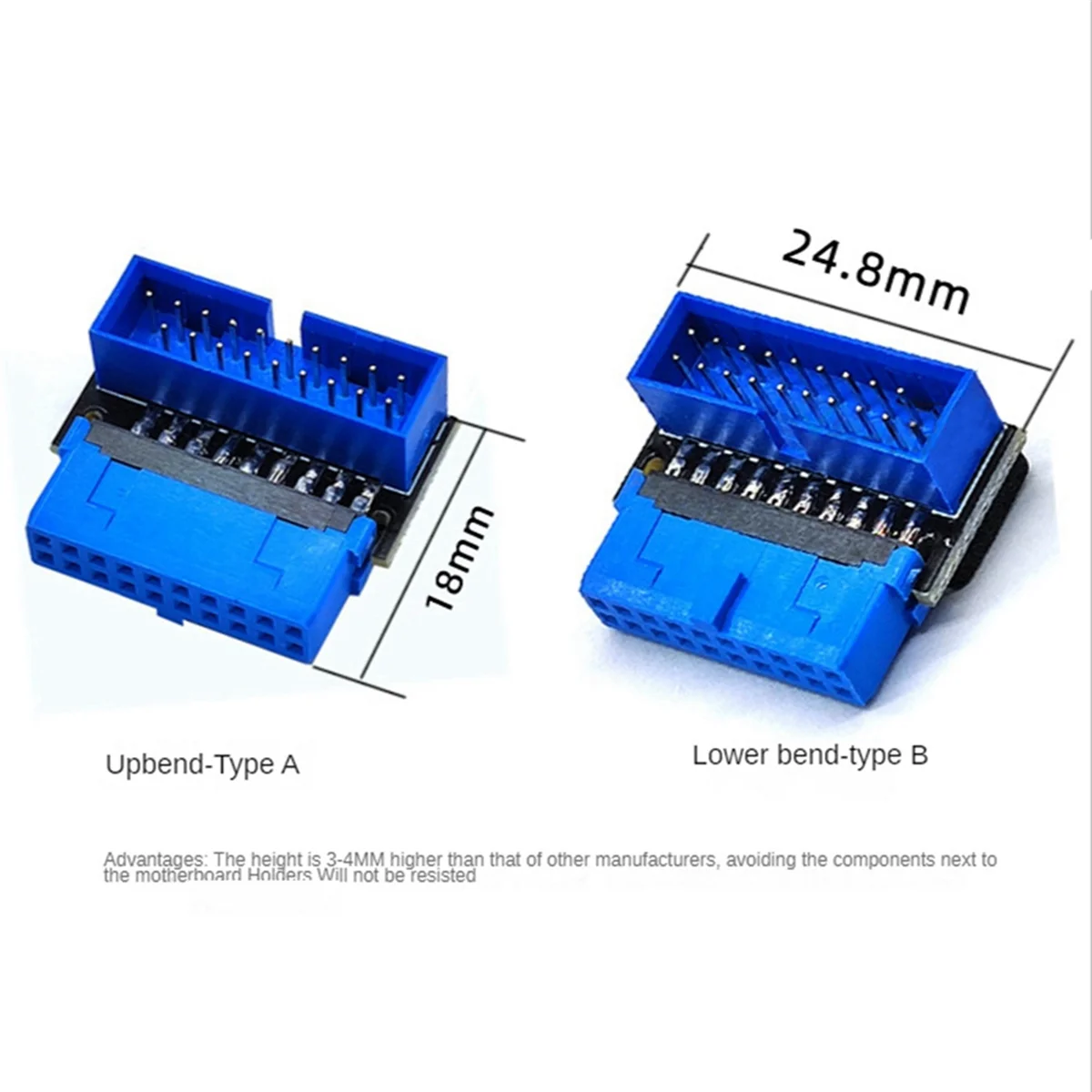 Фото B03B-USB-адаптер разъема USB3.2 GEN1 19-контактный/20-контактный разъем 90-градусный рулевой локоть-конвертер DIY настольная материнская плата B №5