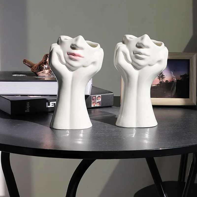 

Ceramic Human Face Flower Vase Art Creatrive David Sculpture Human Head Abstract Plant Flower Pot Home Decor Arrangement