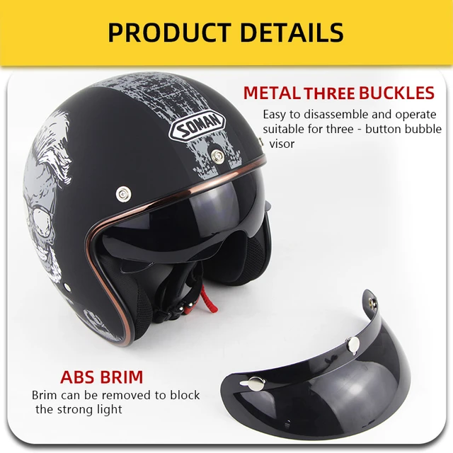 Vintage Moto Helmet Retro Open Face For Man Safety Ride Electric Scooter Casco Motorcycle 6
