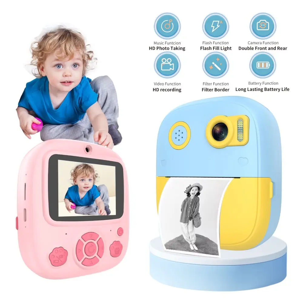 Детская камера с мгновенной печатью фотографий мини-цифровая видеокамера для