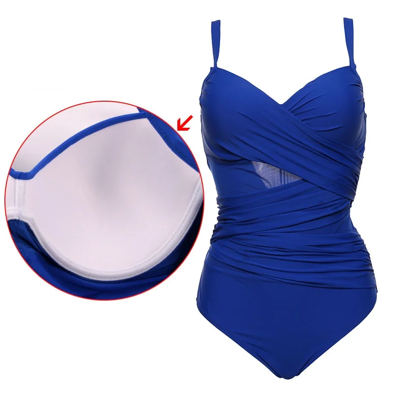 

tankini mujer 2022 Women One-piece Vintage Swimsuit Retro Halter Ruched Wrap Push-up Monokini Bodysuit Swimming Suit bikini