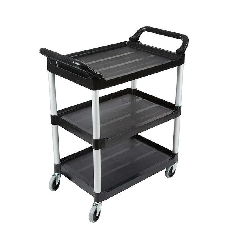 

Hotel Service Cart Restaurant Food Trolley Cart Equipment 3 Tier Plastic Utility Cart