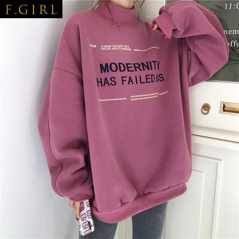 Hoodies Womens Sweatshirts Thickening Aesthetic Korean Style Harajuku Letter Printed Pullovers Casual Daily Streetwear Clothes
