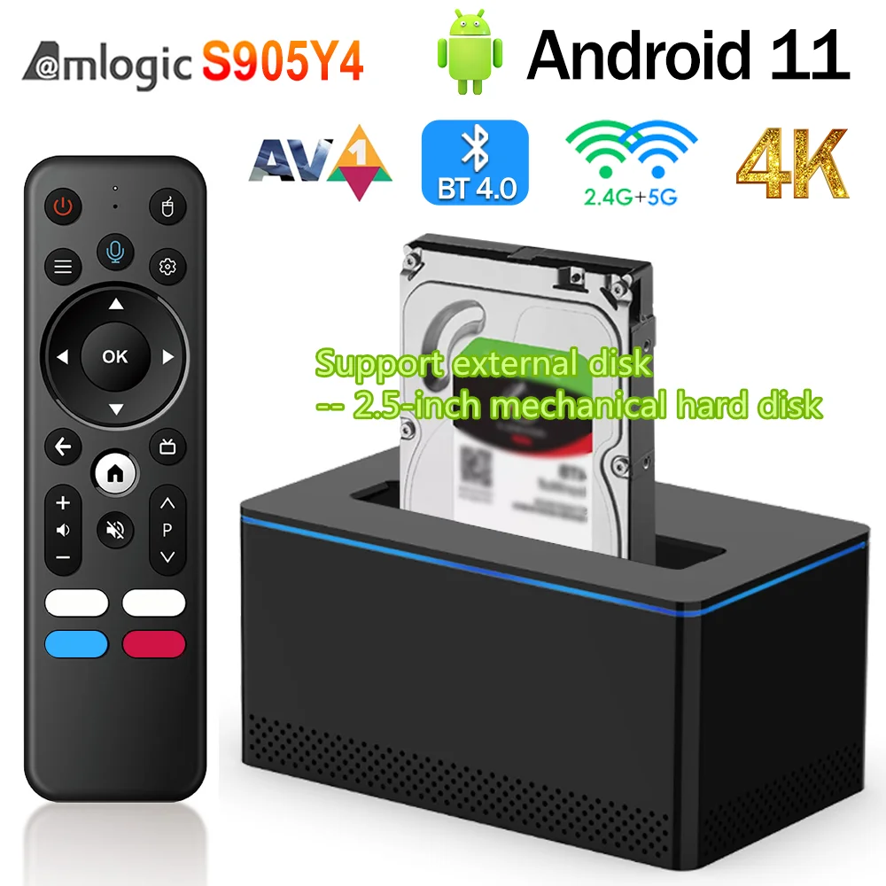 

X6 TV Box Android 11.0 Amlogic S905Y4 2G 16G TVBOX H.265 AV1 BT 2.4G 5G Wifi 4K HDR Media Player Set Top Box Support Hard Disk