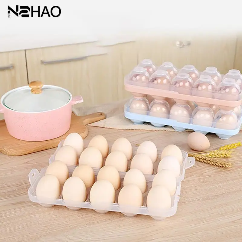 

1PC Egg Storage Box 10 Grid Plastic Portable Double Layer Egg Box Refrigerator Fresh Container Kitchen Organizer