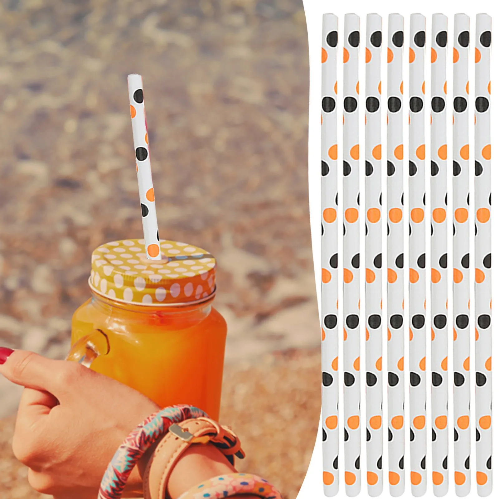 

Halloween Paper Pumpkin Bat Witch Hat Pattern Decorative Straws Party Supplies Things for Travel