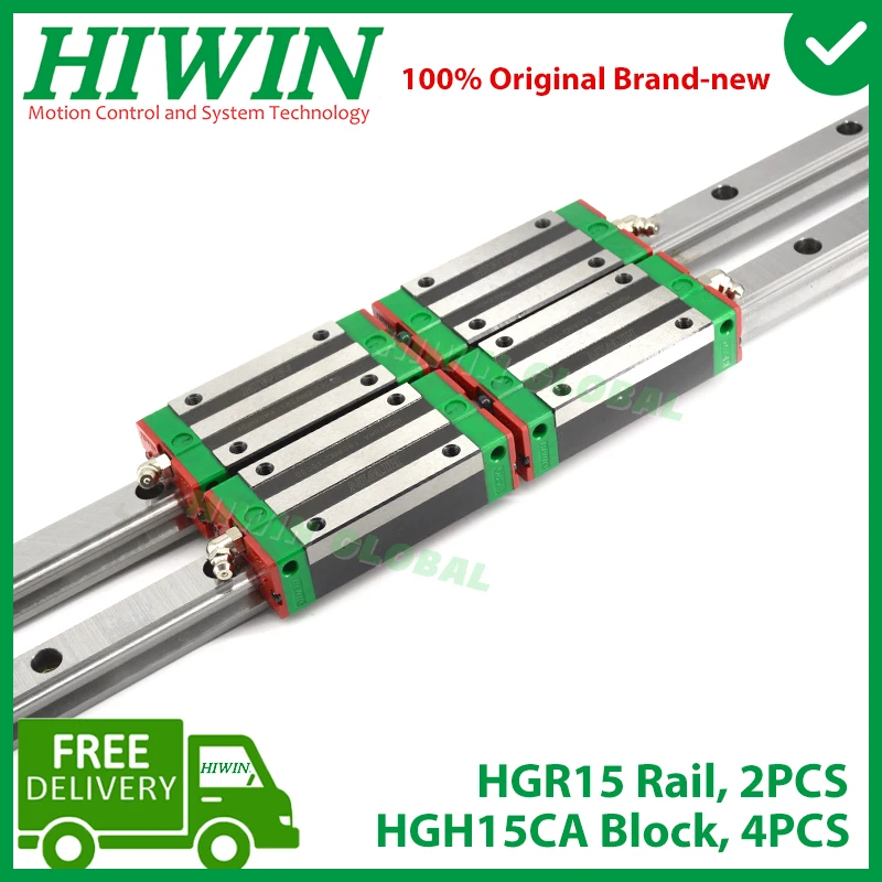 Фото Оригинальная линейная направляющая HIWIN HGR15 200 300 400 500 600 700 800 900 1000 1100 1200 мм рельсовый блок HGH15CA кареточный блок ZA предварительная нагрузка C Новинка №2