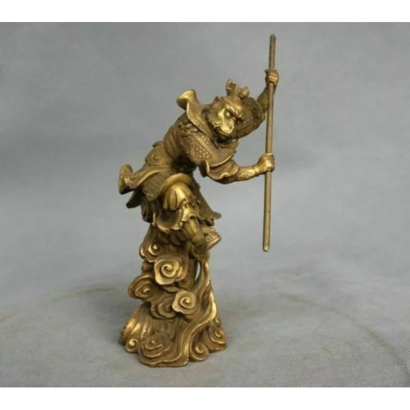 

Rare Chinese Mythology Bronze Sun Wukong Monkey King Holding Stick Battle Statue