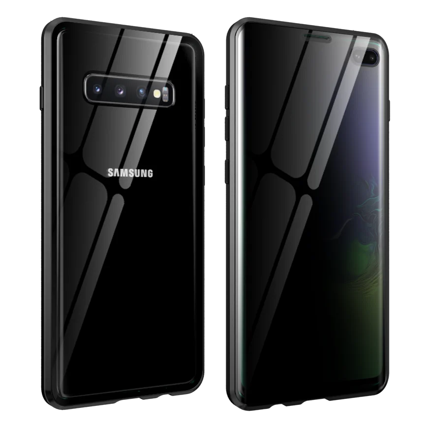 

Galaxy S10 Magnetic Adsorption Metal bumper case AntiSpy Privacy Tempered Glass Screen Protector For Samsung Galaxy S10 Plus