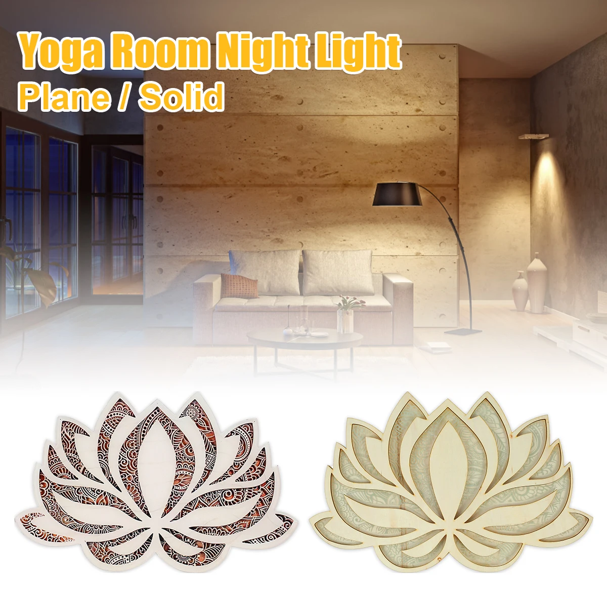 

Lotus Flower Light USB Wall Hanging Wooden Light Mandala Yoga Room Art Decorative Lotus Lamp Night Light Room Art Decor Ornament