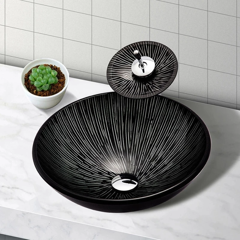 Раковина из закаленного стекла для ванной комнаты кран Водопад водопроводный