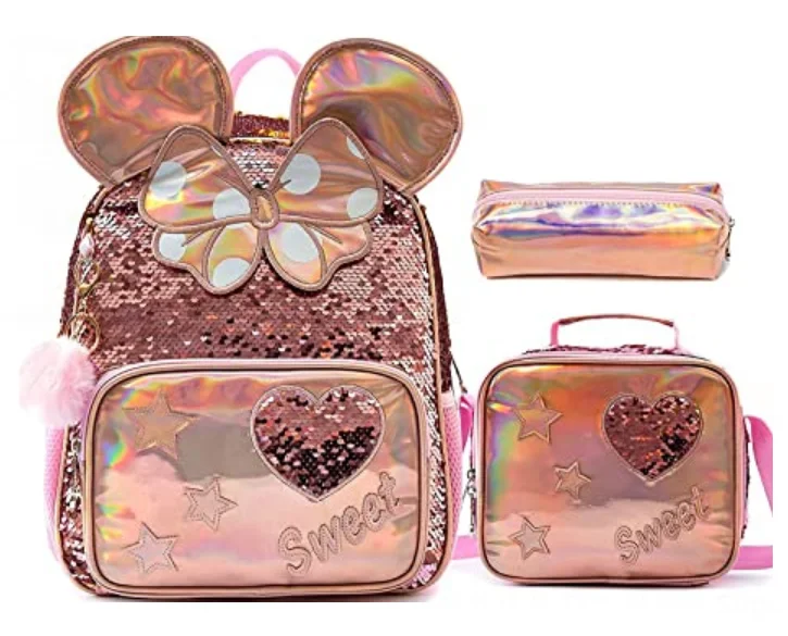 Детский рюкзак Jasminestar, 13 дюймов, набор школьных сумок для девочек, с сумкой для ланча, сумка для ручек, школьные рюкзаки, сумка для книг для де...