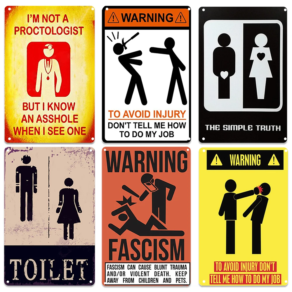 

Vintage Warning Rule Plaque Metal Tin Signs Wall Poster Street Bar Club Shool Decor Toilet Public Location Painting Plate