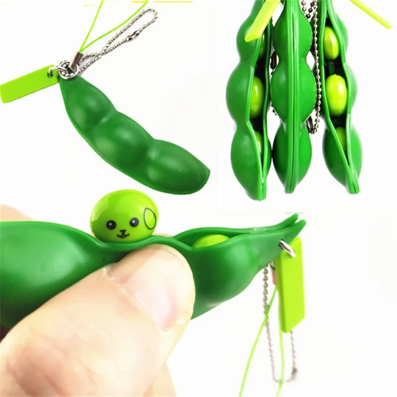 

ADHD Keyring Squeeze Bean Anti-Anxiety Toy UK Relief Autism Pea Pod Pop Stress