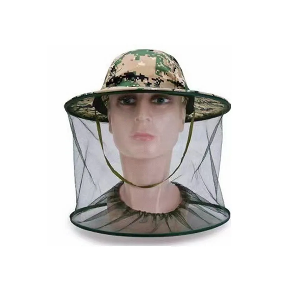 Камуфляжная марлевая шляпа с защитой от комаров камуфляжная зеленая Защитная