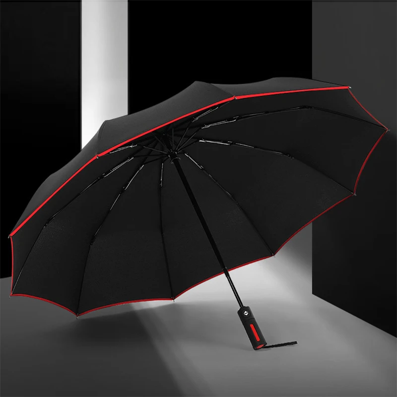 Женский высококачественный деловой зонт черный с длинной ручкой мужской