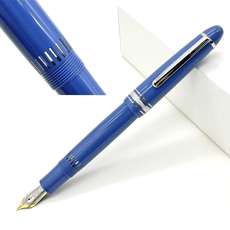 LAN MB-146&149 Fountain Pen Blue & Black Resin And Classic 4810 Gold-Plating Nib With Serial Number & View Window