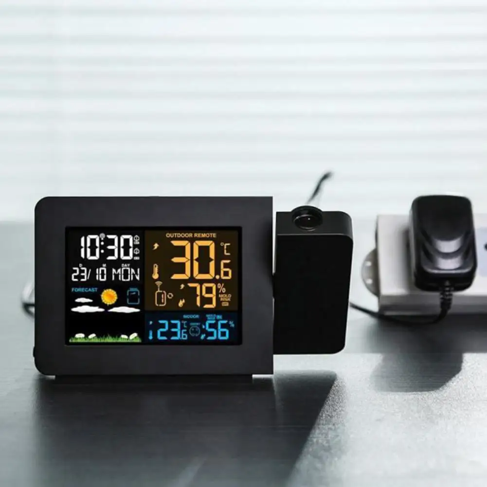 

1 Set Practical Alarm Clock ABS Desk Clock Colorful Screen Electronic LED Desktop Calendar Clock with Projection Time Display