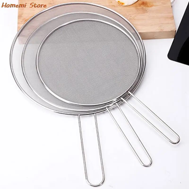 25cm/29cm/33cm Stainless Steel Splatter Screen Mesh Pot Cover Silver Oil Frying Pan Lid With Wooden Handle Cooking Tools images - 6