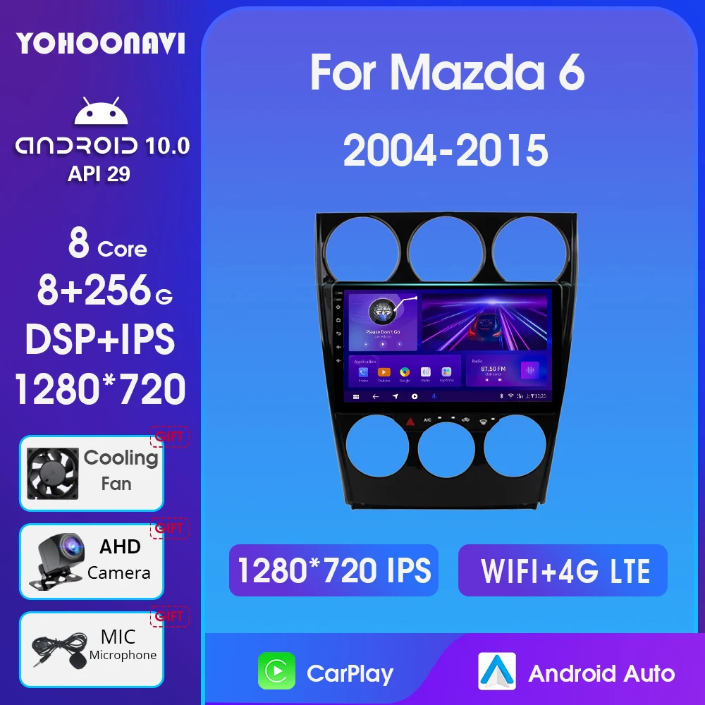 

2 Din Carplay Android 2004 автомобильный мультимедийный плеер для Mazda 6-2015 автомобильное радио GPS-навигация автомобильное радио стерео Blutooth плеер