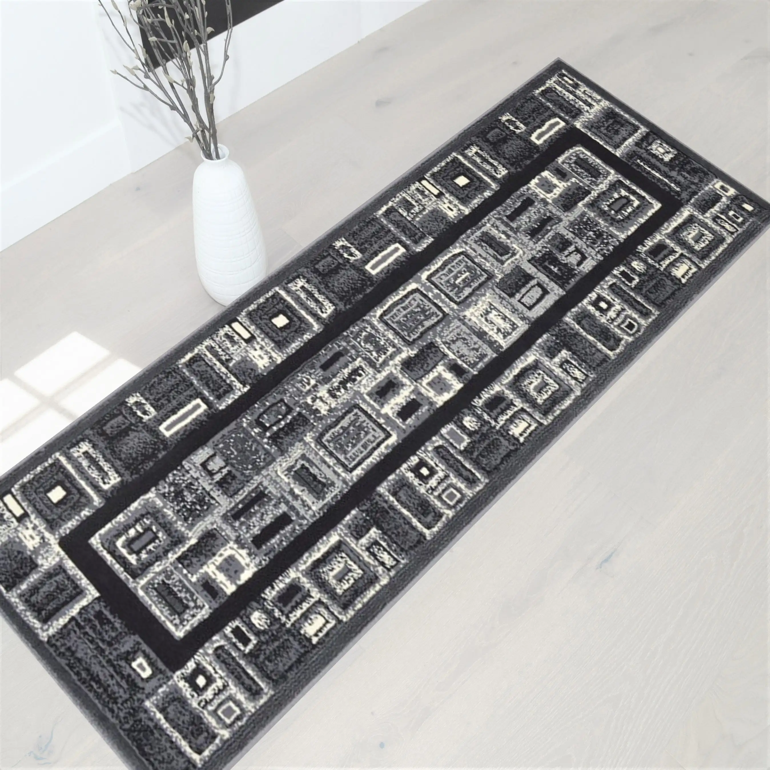 

New Area Rugs-Abstract Carpet with Frame/Boxy/Cube Pattern