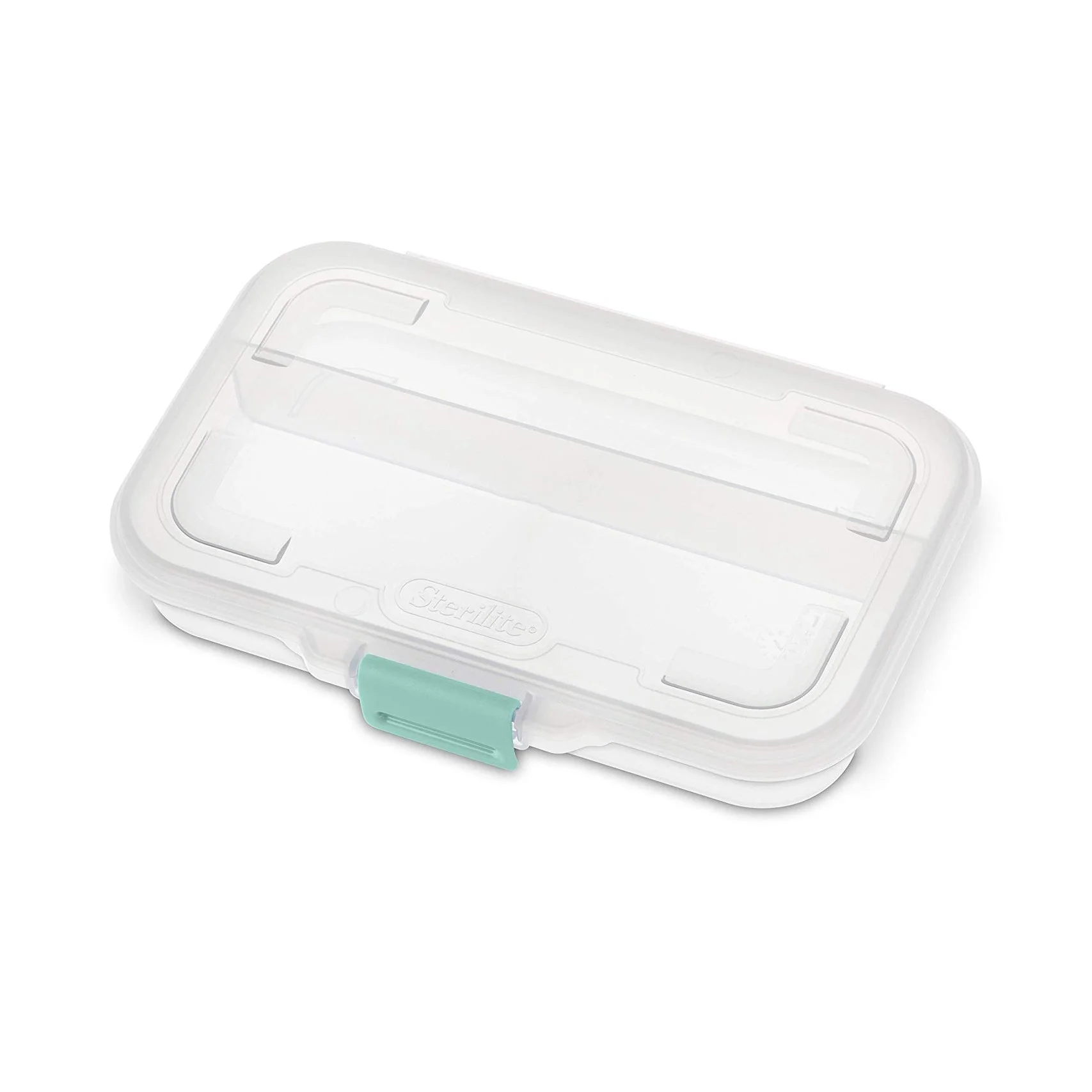 

Stackable Divided Translucent Storage Box Container with Colored Latch Lid for School and Office Supplies, Clear (24 Pack)