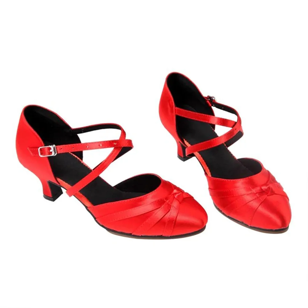 Red Closed Toe Ballroom Dance Shoes For Girls Modern Professional Women Sneakers Dancing Shoes For 2022 New Summer  Sandals