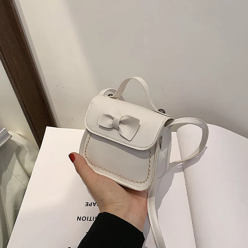 2022 Children's Crossbody Bowknot Girl's Cute Handbag Mini Shoulder Bag Fashion Princess Simple Small Bag Hand Bags