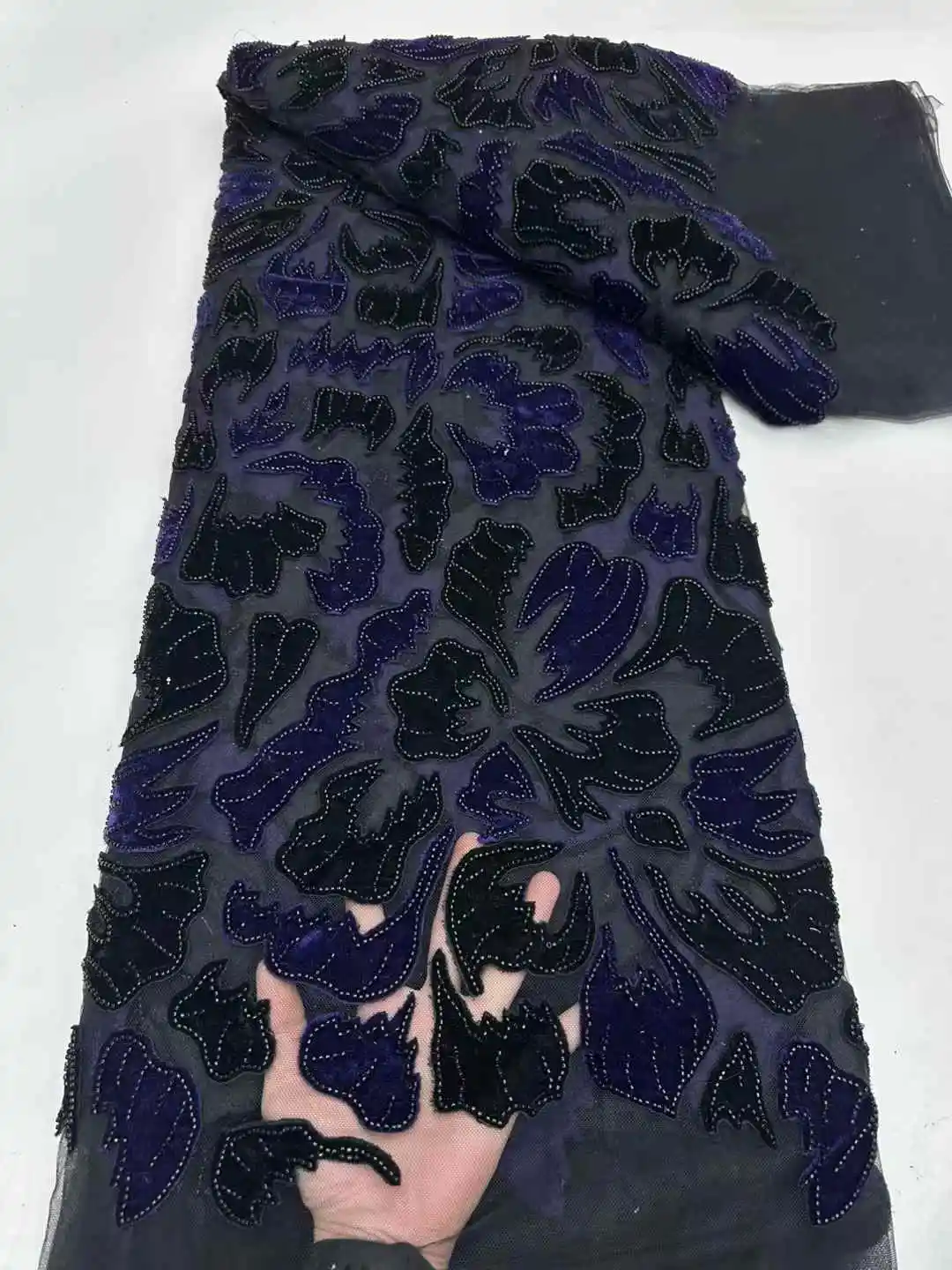 Нежная элегантная австрийская бархатная ткань высшего качества с вышивкой и