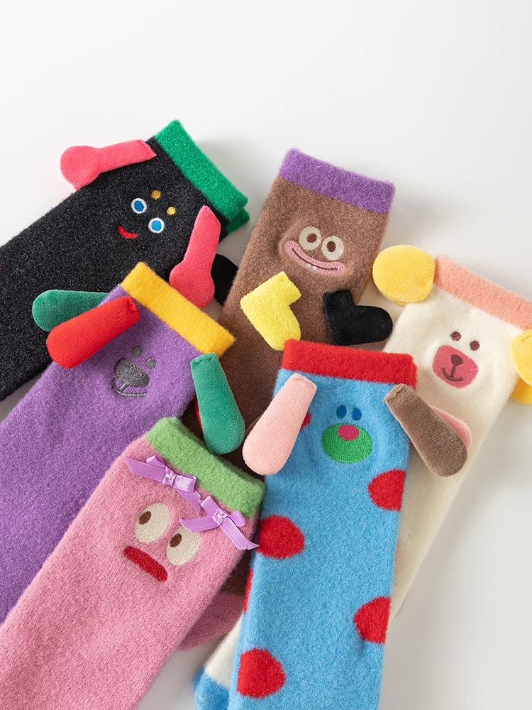 Уродливые и милые плюшевые носки для женщин носки-трубы осенне-зимние утепленные