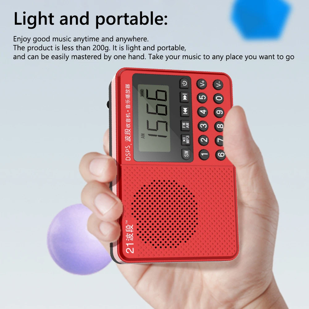 

FM AM SW Radio Handheld MP3 Player Dual Antenna Full Band Elder Radio LED Digital Display 2.1 Channel Support USB Stick/TF Card