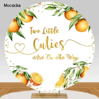 mocsicka round backdrop for newborn baby shower twins two little cuties are on the way photo background party decor custom cover