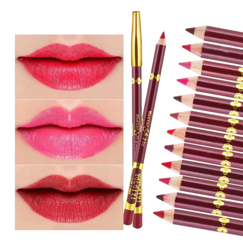 

12 Colors Lip Liner Matte Waterproof Nude Lipstick Mouth Pencil Sexy Red Pink Brown Pigments Makeup Long Lasting Profissional