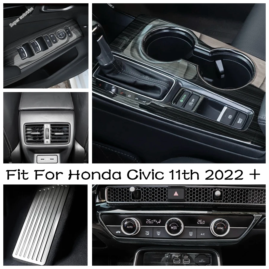 

Window Glass Lift Switch Button / Footrest Pedal / AC Cover Trim Fit For Honda Civic 11th 2022 2023 Stainless Steel Accessories