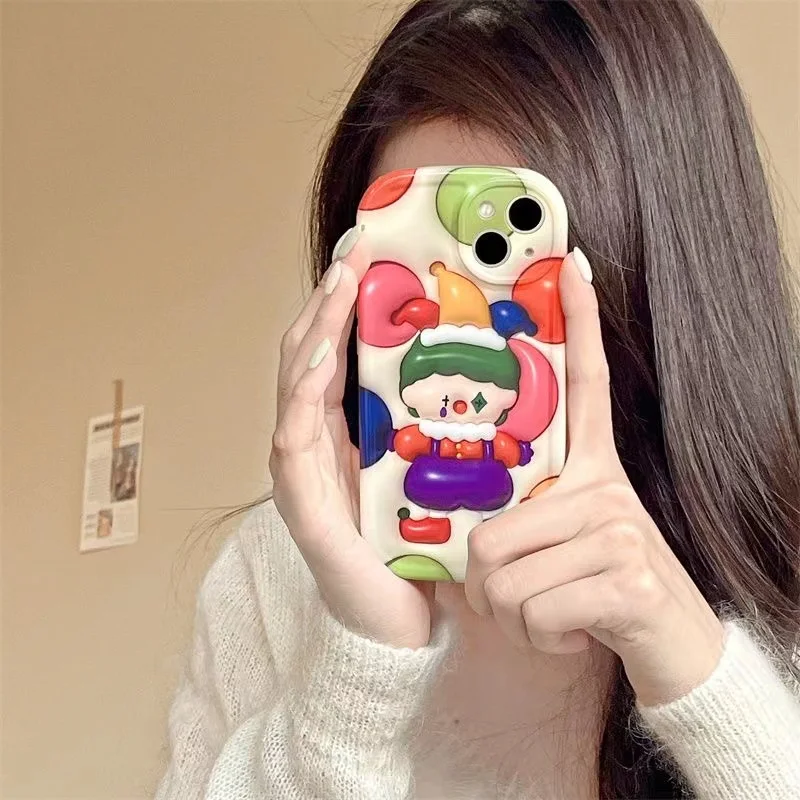 

Personality Cute Cartoon Phone Case for iphone 14 13 12 11 Pro Max Anti-knock Fundas Lens Backage Cases Shockproof Soft Cover
