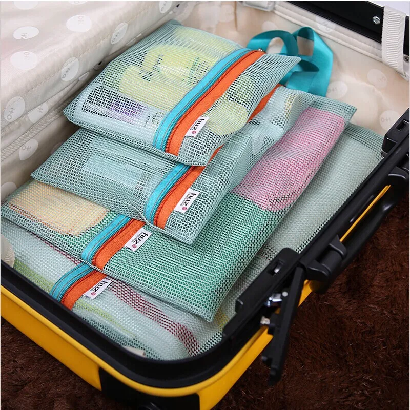 

4pcs/set Multifunctional Travel Sundries Cosmetic Bag Portable Travel Case Organizer Pouch Storage Bag Women Makeup Brushes Bag