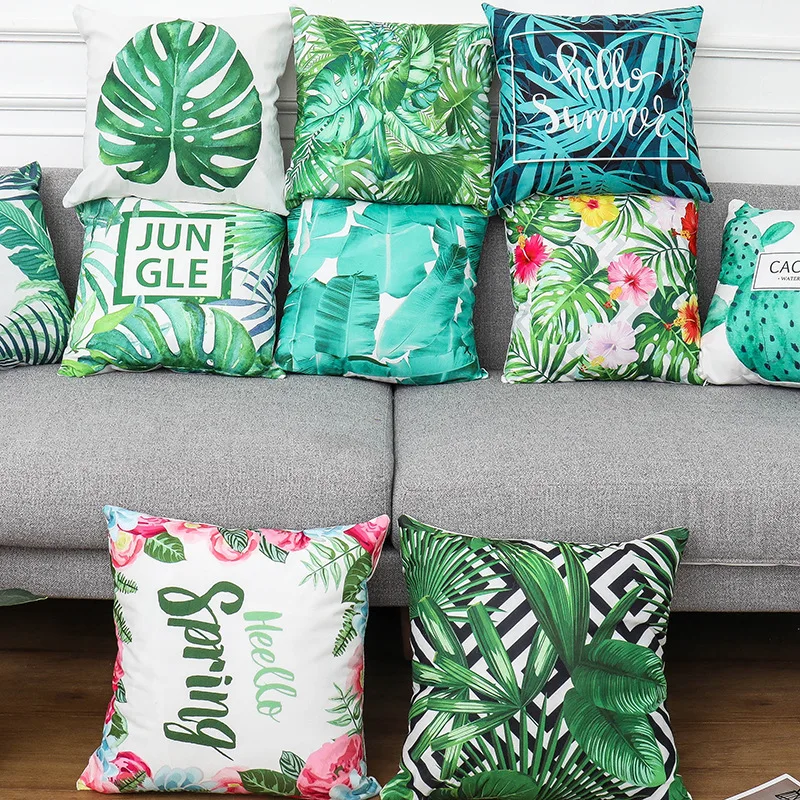 

2022 Modern Hawaii Tropical Leaf Pillowcase Letter Pillow Covers Interior for Cushions Home Decor Luxury Designer 45x45