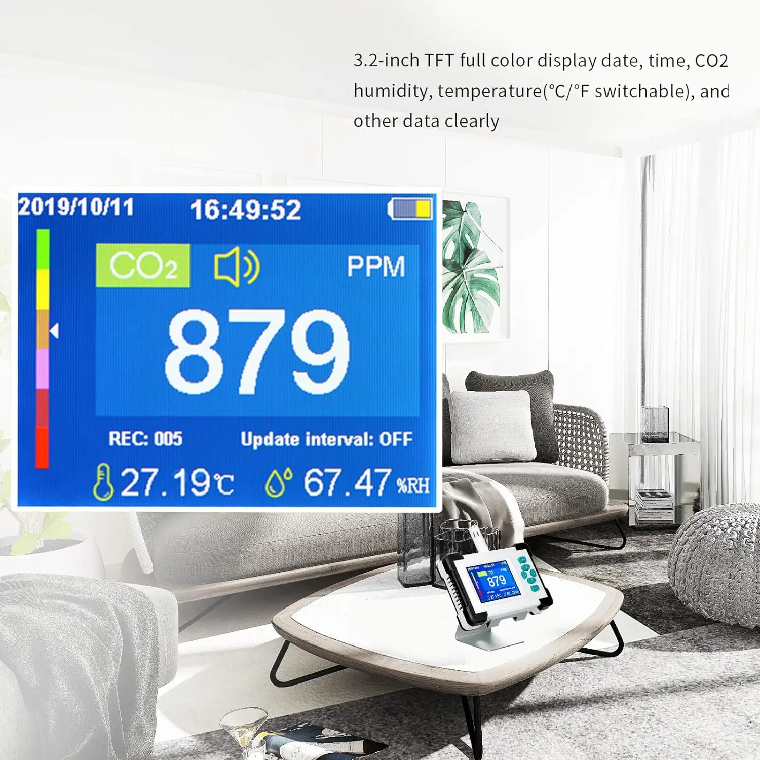 Портативный анализатор качества воздуха газа Co2 датчик детектор продаж Hcho Pm2.5 Tvoc