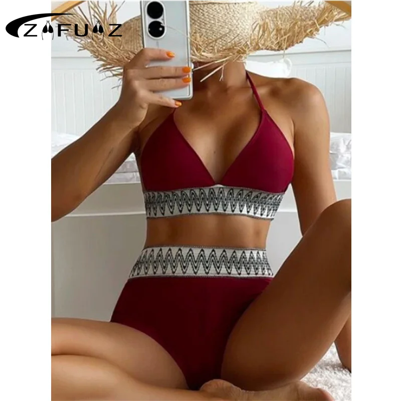 

High Waist Swimwear Women 2023 Bikinis Swimsuit Women Push Up Bikini Set Sexy Boyleg Beachwear Summer V-Neck Bathing Suit