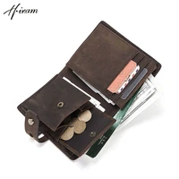 vintage genuine leather short wallet men small credit card holder wallet for men retro coin purses id card rfid blocking purse