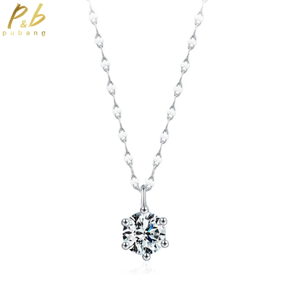 

PuBang Fine Jewelry Solid 925 Sterling Silver High Carbon Diamond Classic Pendant Necklace for Women Wedding Gifts Free Shipping