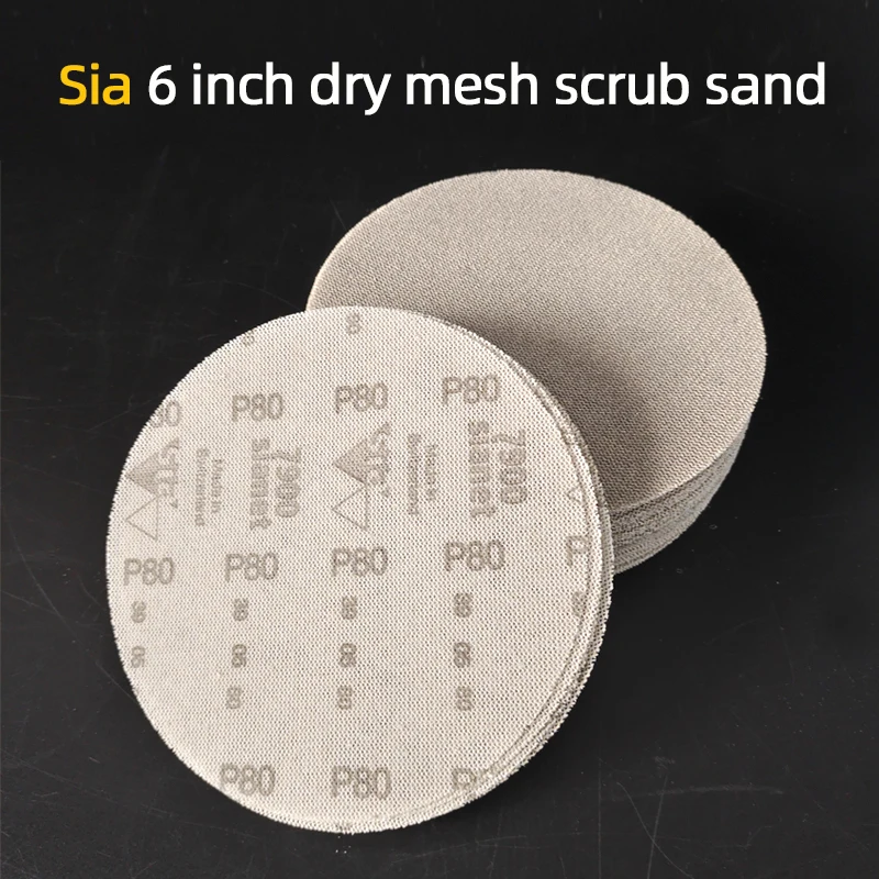 10Pcs Swiss Sia Mesh Abrasive Dust Free Sanding Discs 6 Inch 150mm Anti-Blocking Dry Grinding Sandpaper 80 To 400 Grit For Car