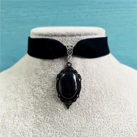 brand new black velvet collar gothic victorian black embossed crystal necklace fashion women gifts pagan witchcraft jewelry