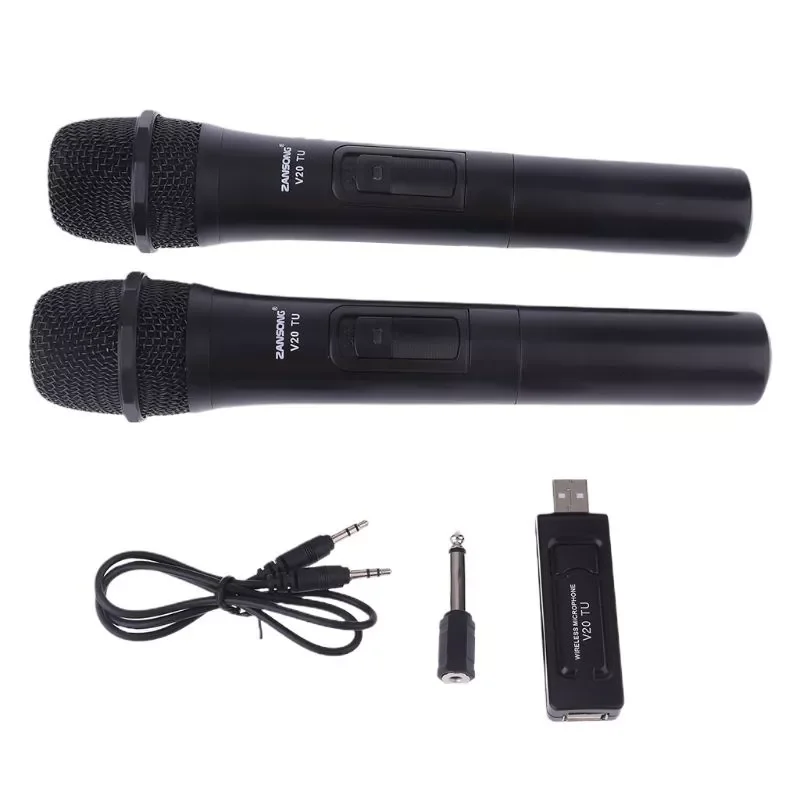 

UHF USB 3.5mm 6.35mm Wireless Microphone Megaphone Handheld Mic with Receiver for Karaoke Speech Loudspeaker