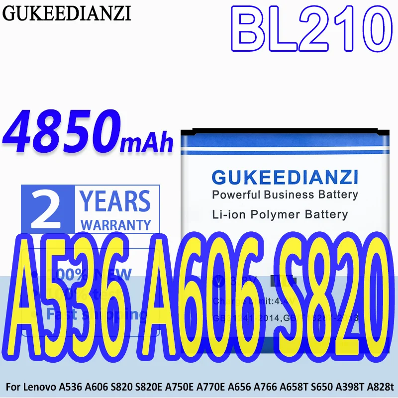 

BL210 4850 мАч 100% Новый Сменный аккумулятор для телефона Lenovo S820 S820E A750E A770E A656 A766 A658T S650 A398T